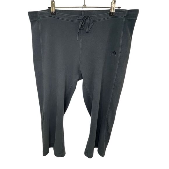 Adidas Cropped Grey Athletic Sweatpants With Tie Waist - Picture 1 of 5
